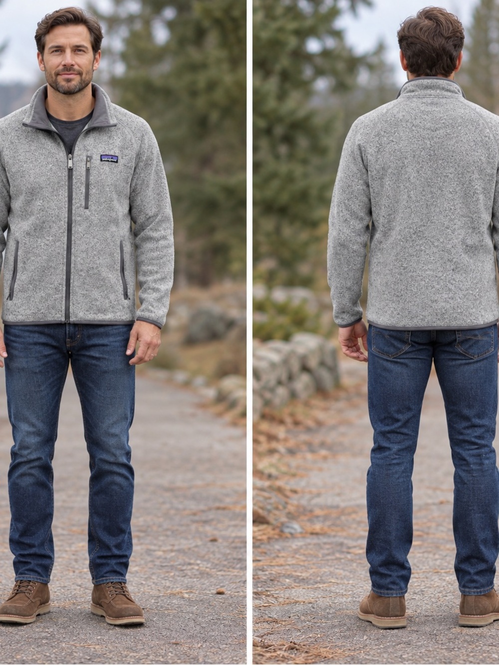 Patagonia Men’s Heather Gray Full Zip Fleece Jacket with Zip Pockets